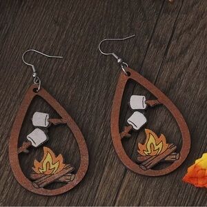 Campfire Wooden Earrings, New